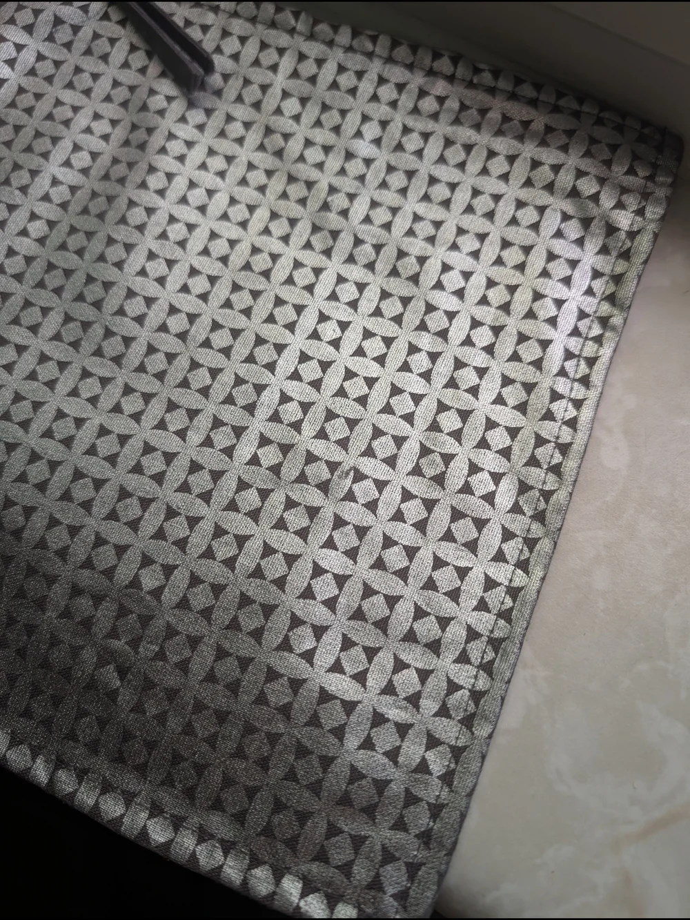 West Elm Silver Geometric Zip Pouch